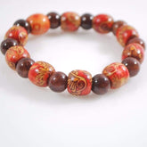 FBT - Dark Brown Agate Stone And Wood Bracelets - FashionByTeresa